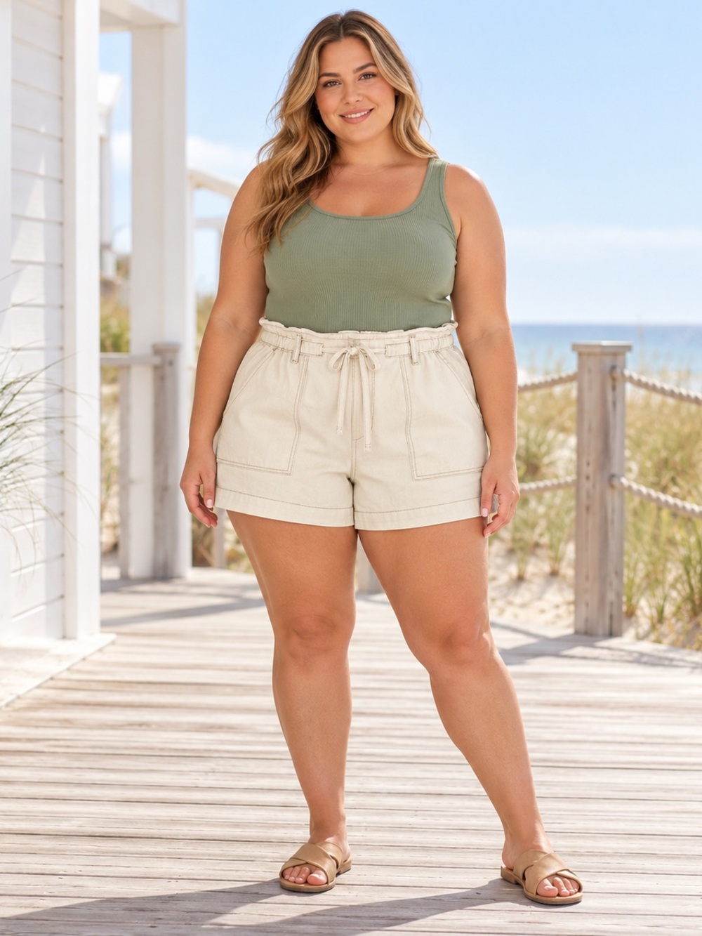 Time and Tru NWT Ivory Utility Shorts Women XXL 20 Coastal Gorpcore